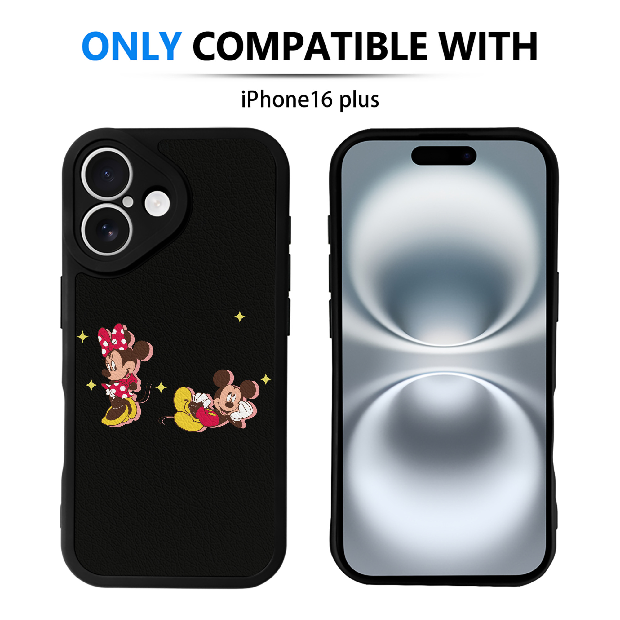 （画像用） ミッキーマウス Mickey Mouse 【iPhone 16シリーズ対応】シリコンスマホケース（レザー調） 材質：シリコン